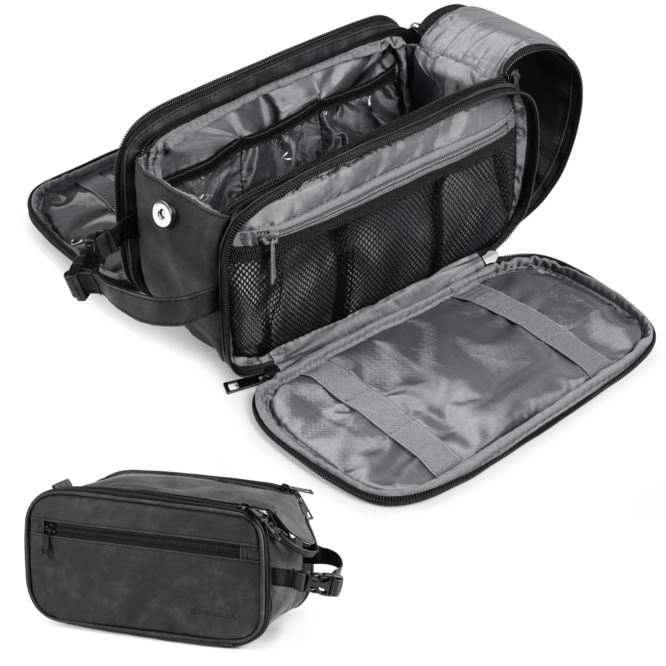 PAVILIA Toiletry Bag large opening for quick access during travel.