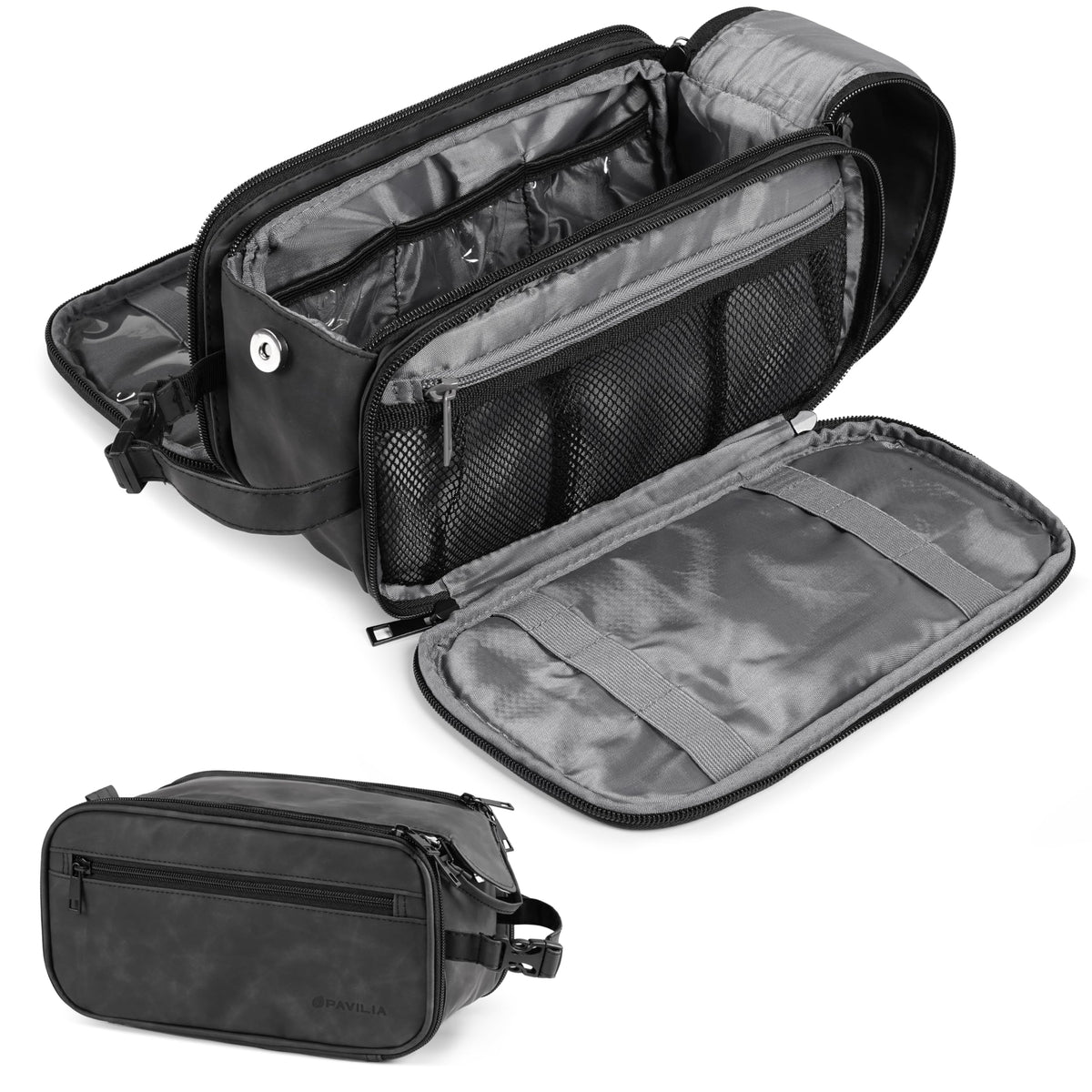 PAVILIA Toiletry Bag large opening for quick access during travel.