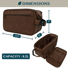 PAVILIA toiletry bag open compartment shows organizer pockets for easy access to toiletries.