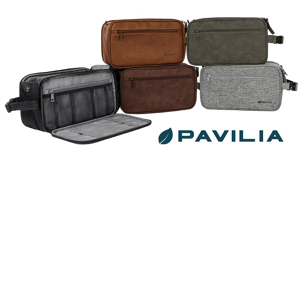PAVILIA XL toiletry bag measures 12.5 x 6 x 7 inches for ample organization.