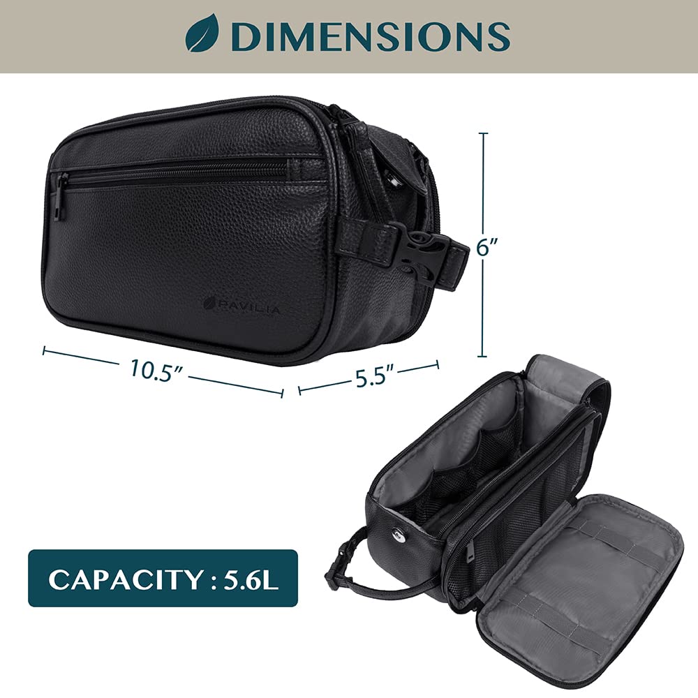 PAVILIA Toiletry Bag open main compartment demonstrates easy access to grooming essentials