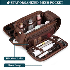PAVILIA Toiletry Bag side pockets and elastic bands organize grooming gear
