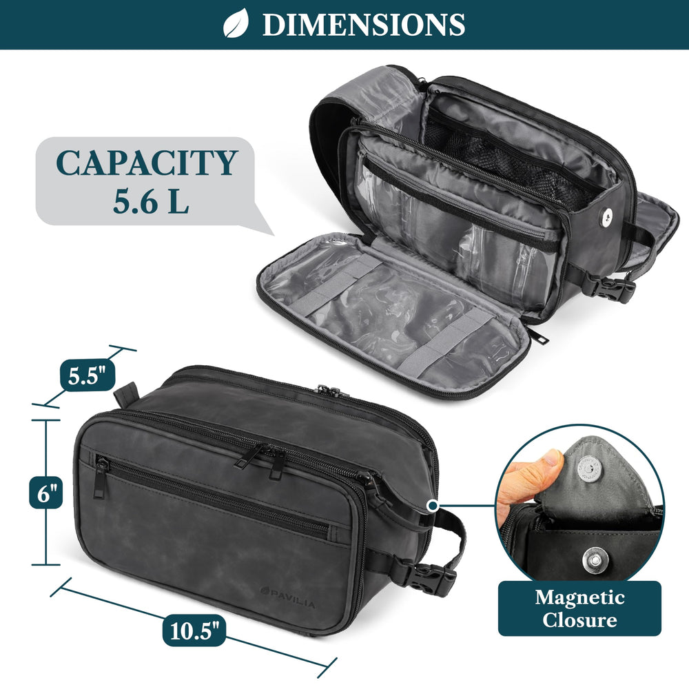 PAVILIA Toiletry Bag side pockets and elastics organize grooming gear neatly.