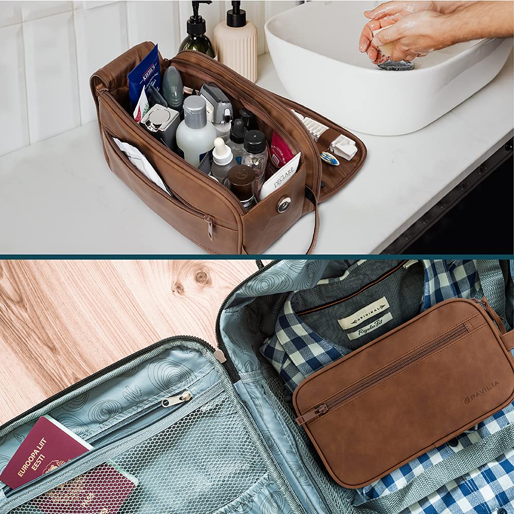 PAVILIA Toiletry Bag ample capacity to store travel essentials while remaining compact.