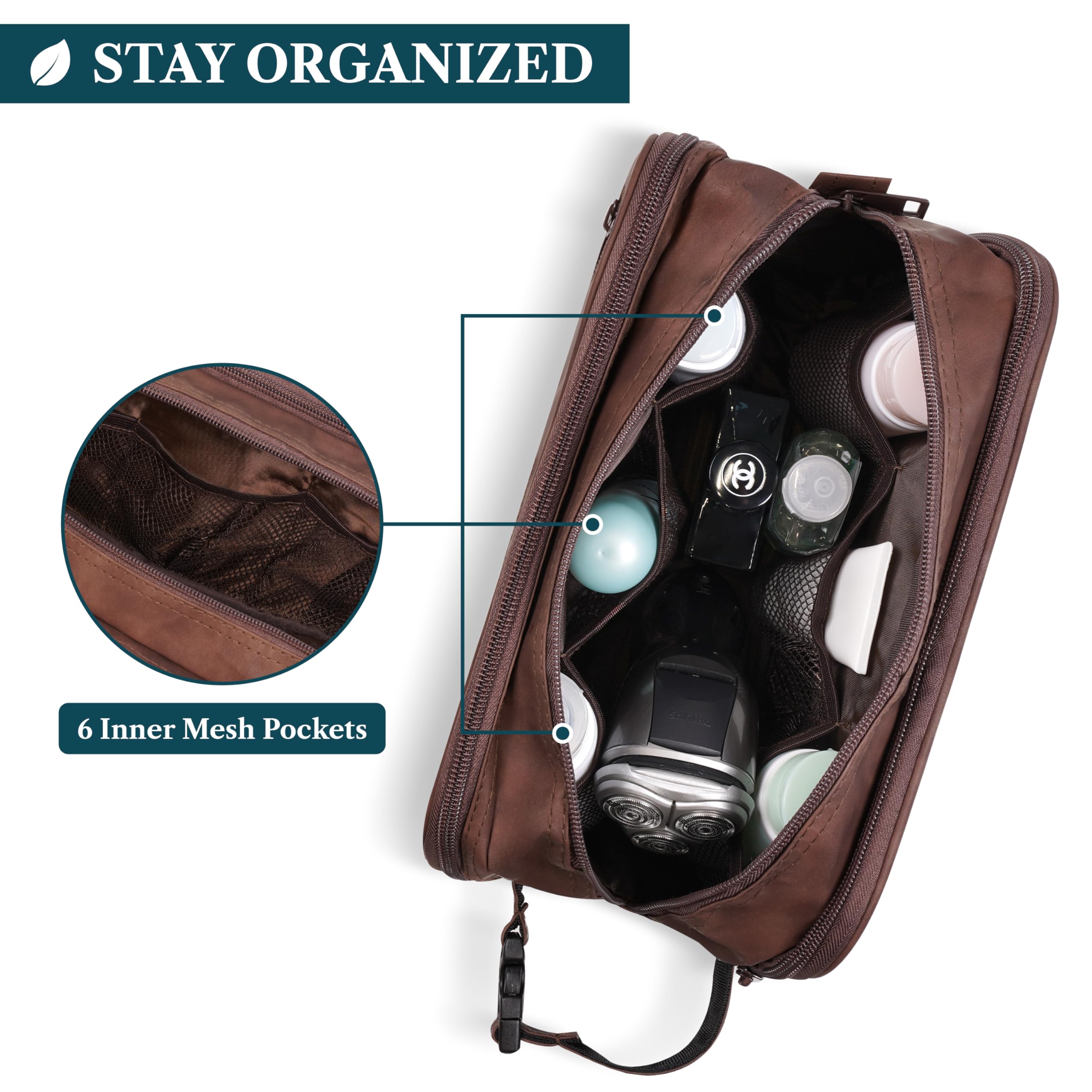 PAVILIA toiletry bag water-resistant material protects contents on trips and outdoors