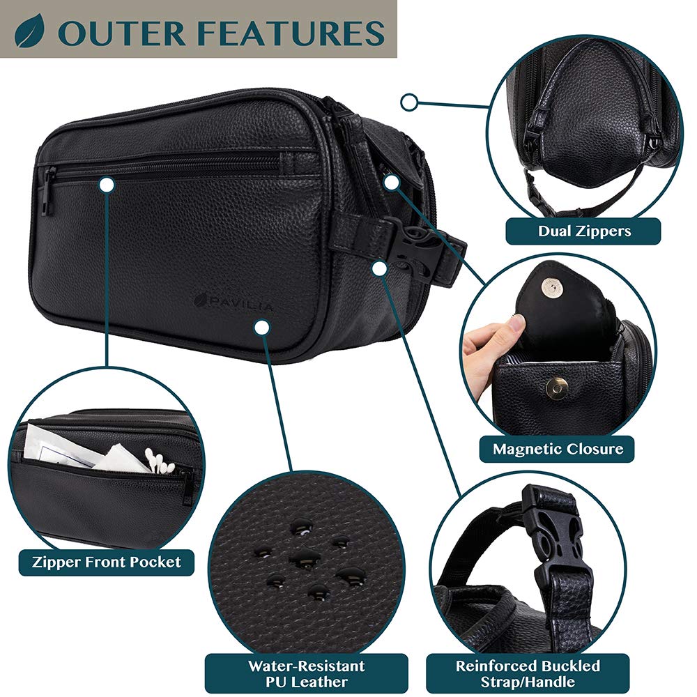 PAVILIA Toiletry Bag water-resistant material protects contents during travel