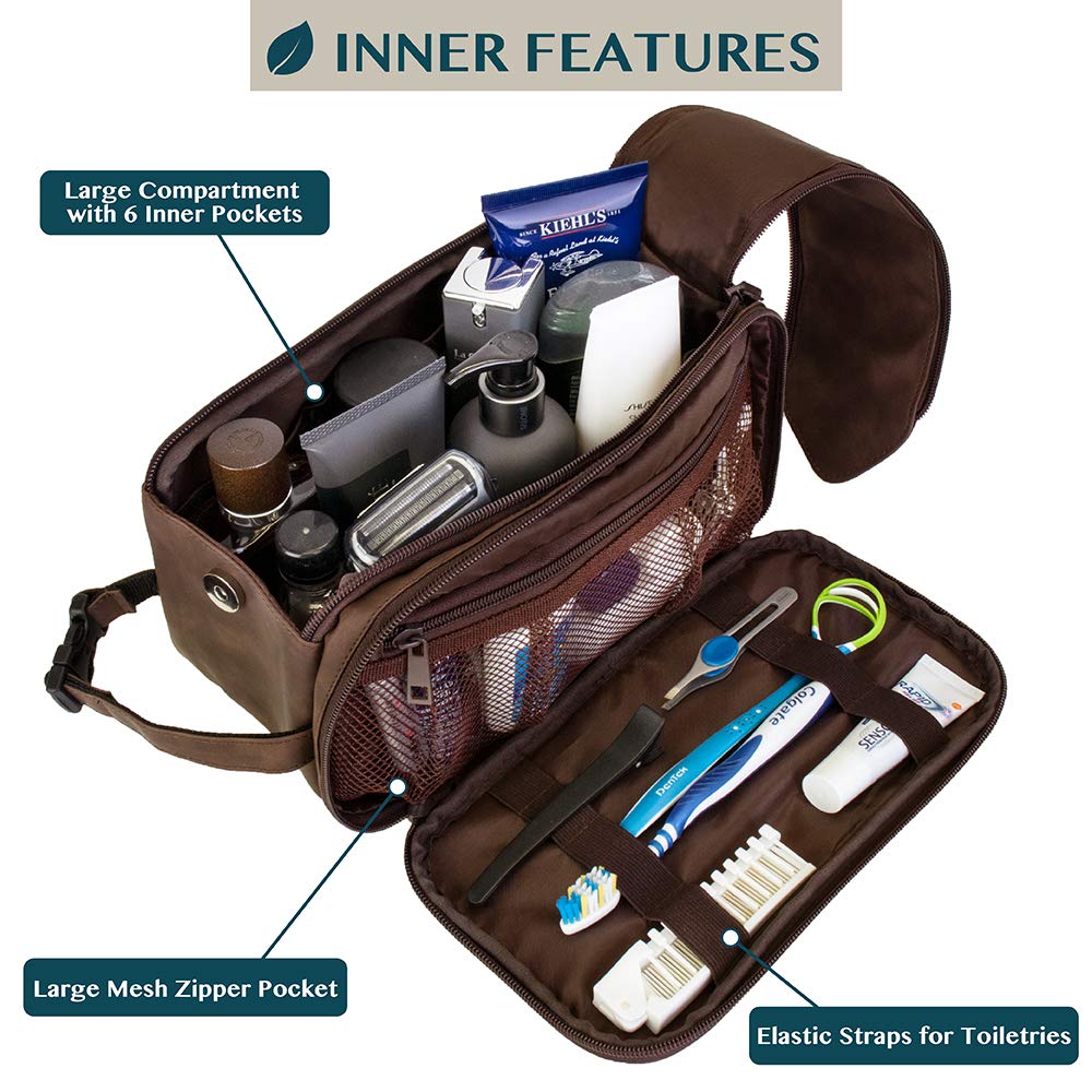 PAVILIA water-resistant PU leather bag protects contents during travel.