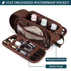 PAVILIA Toiletry Bag water-resistant PU leather protects contents on trips