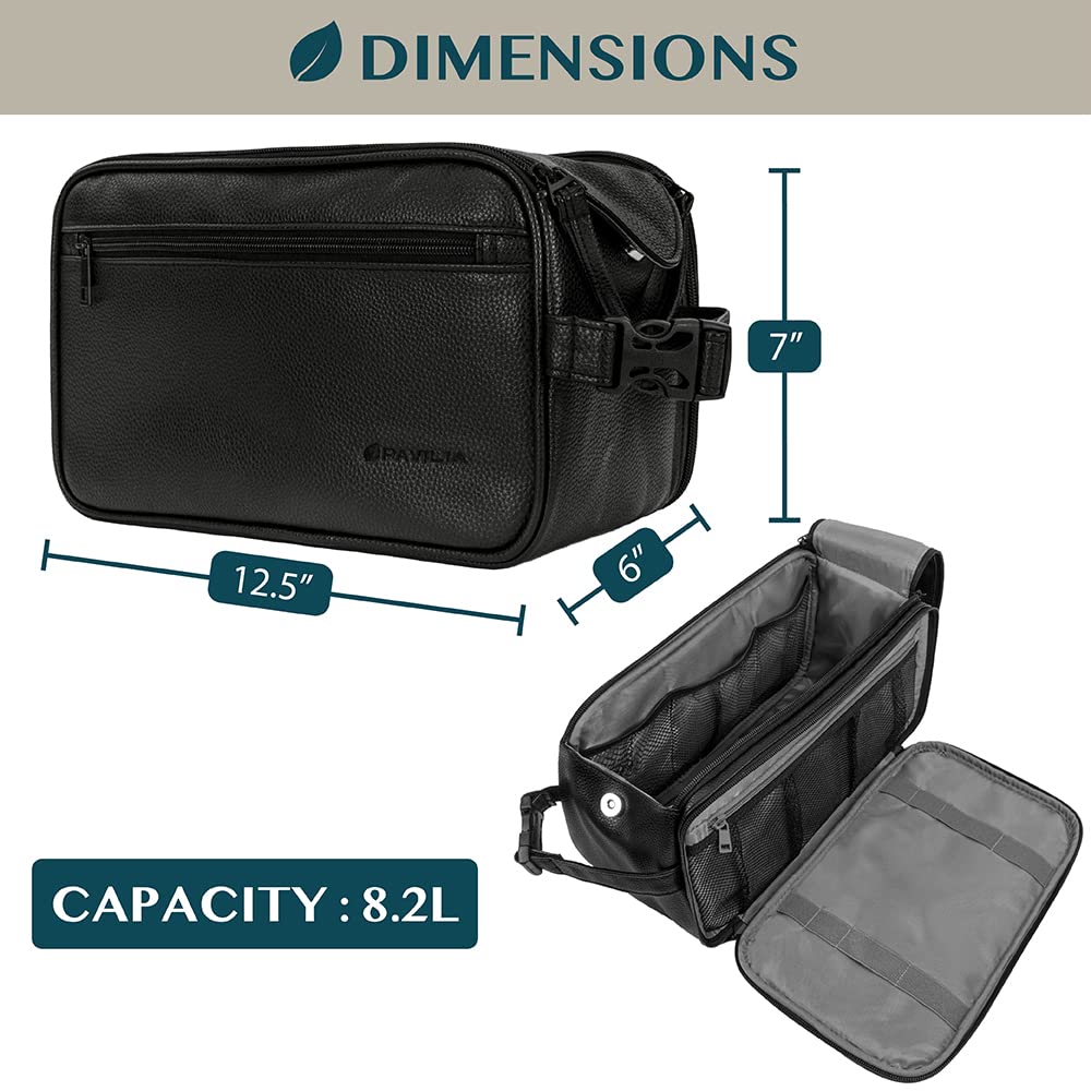 PAVILIA water-resistant PU leather bag protects contents during travel