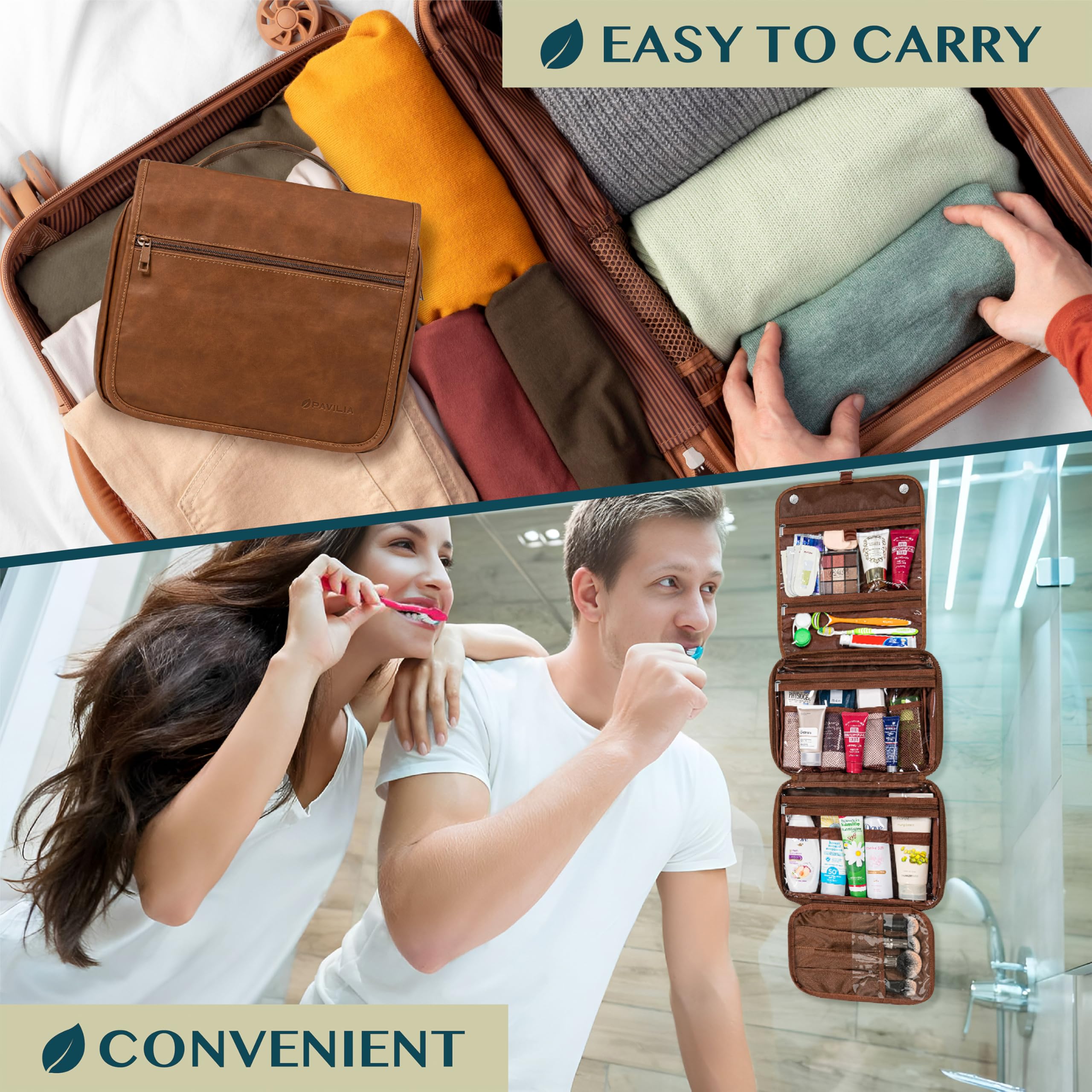 PAVILIA separate wet pocket—keeps damp items contained.