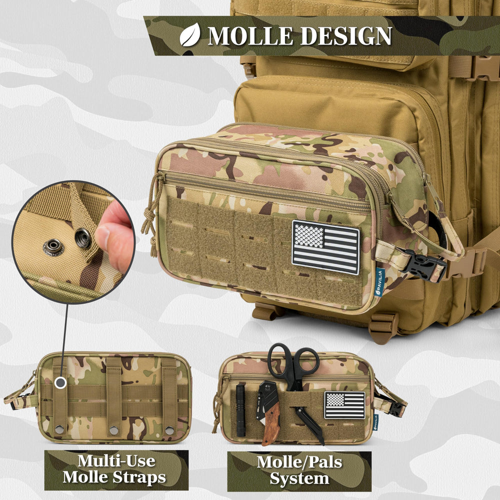 PAVILIA MOLLE front on toiletry bag enables customization with patches.