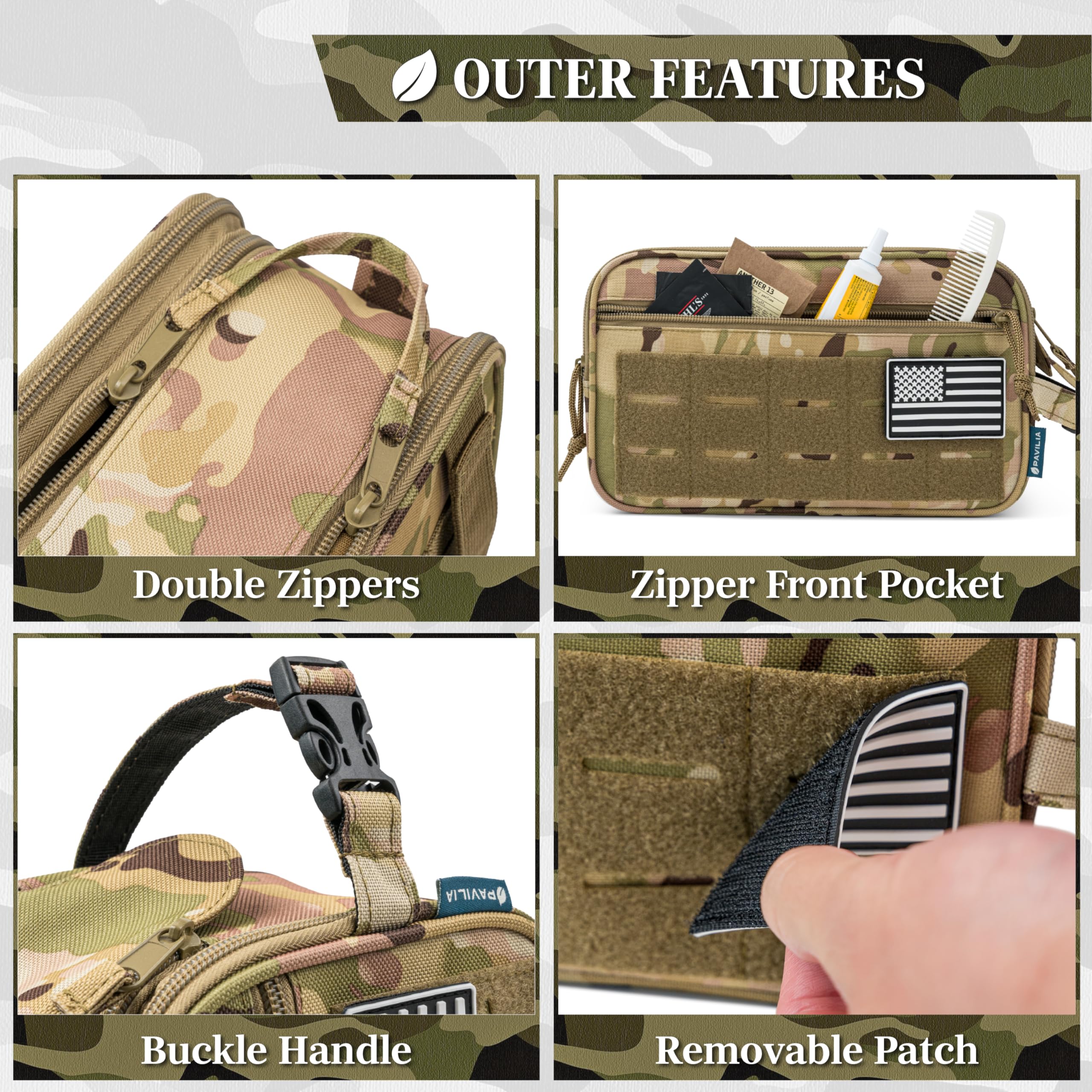PAVILIA water-resistant fabric protects contents during travel and splashes.