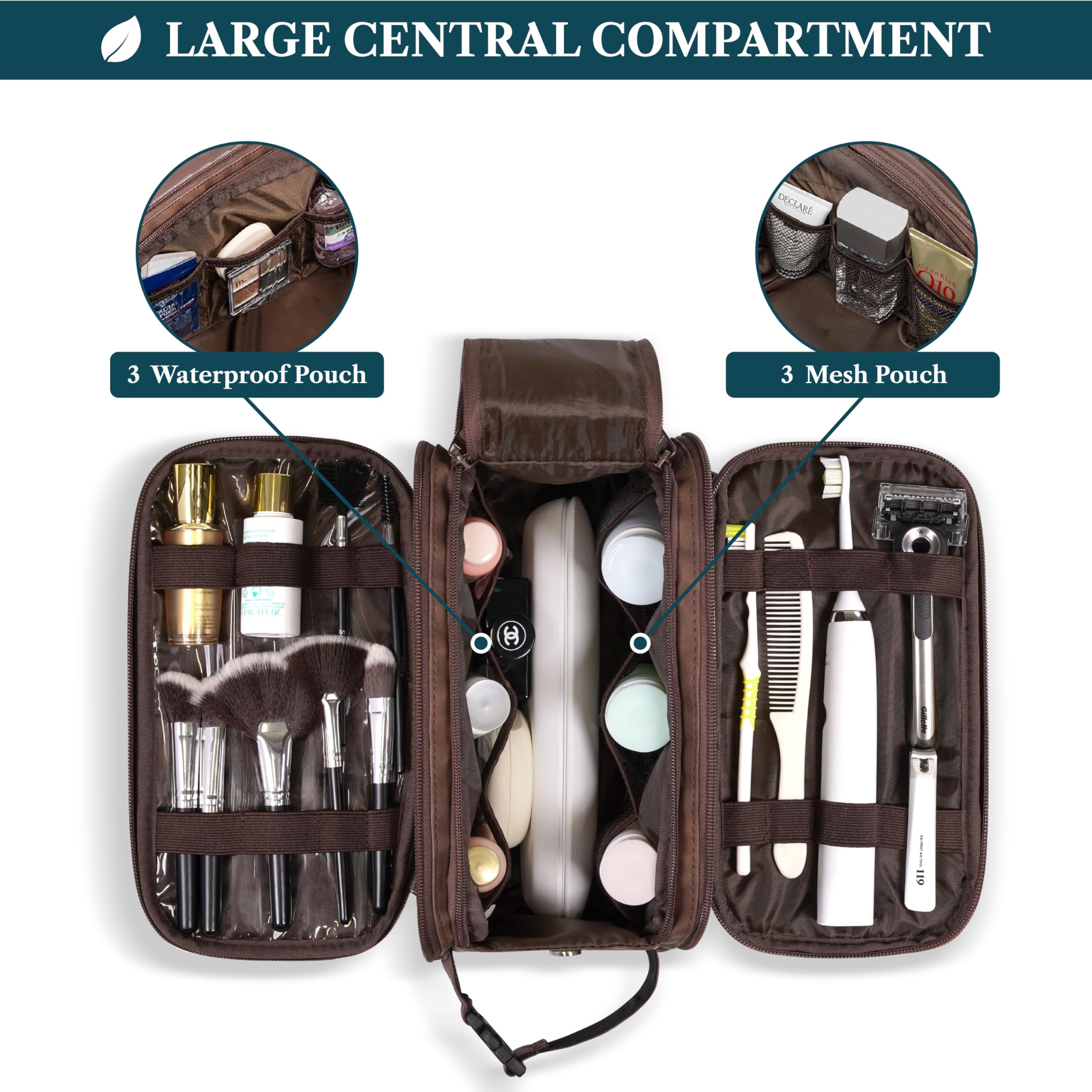 PAVILIA toiletry bag large capacity fits shaving kit and basics