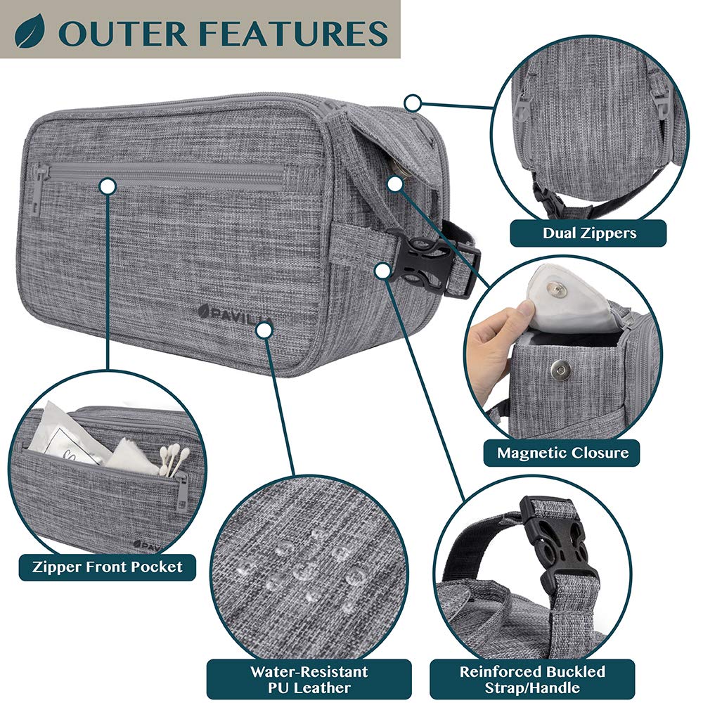 PAVILIA water-resistant material helps protect contents from spills during travel.
