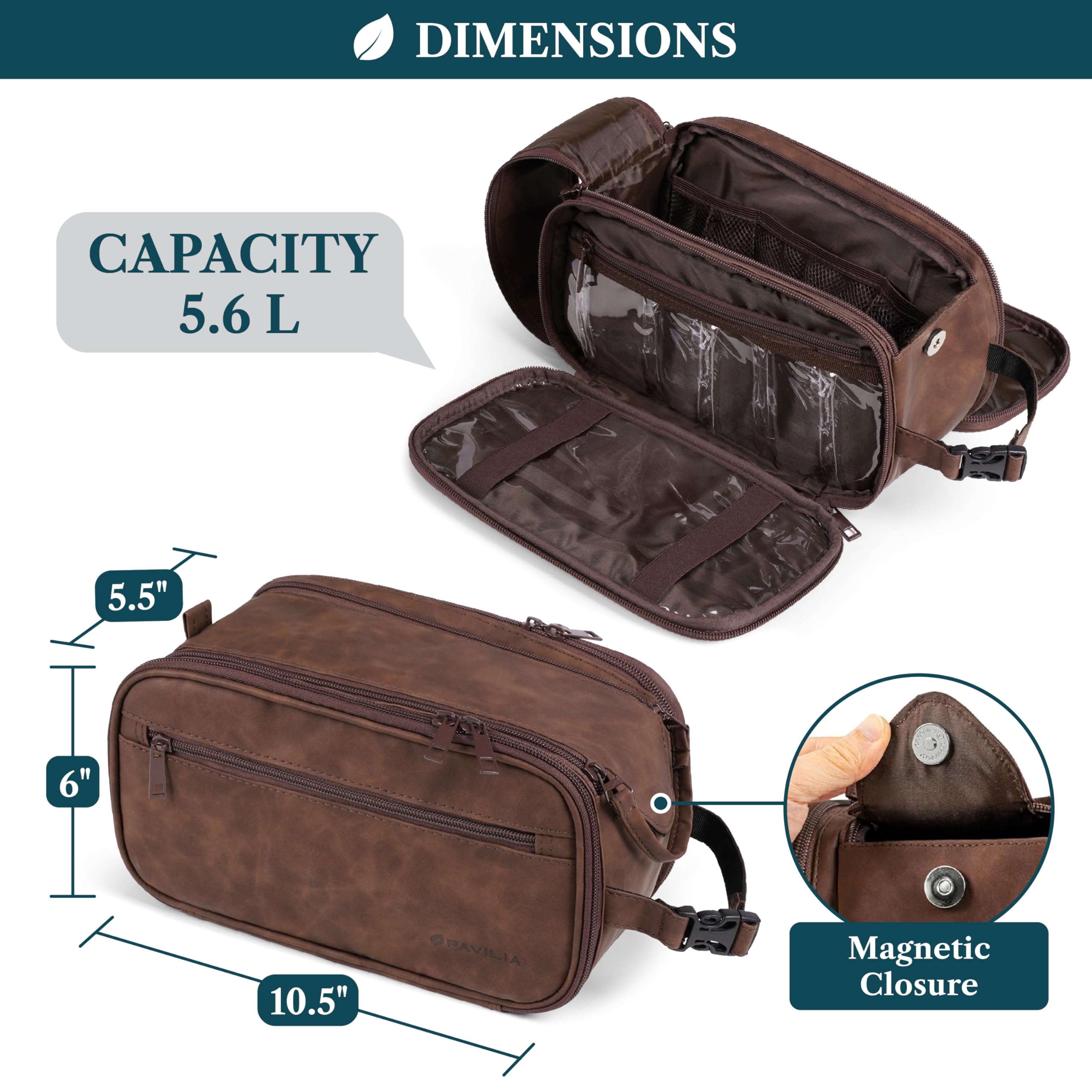 PAVILIA toiletry bag wet/dry separation helps keep toiletries tidy