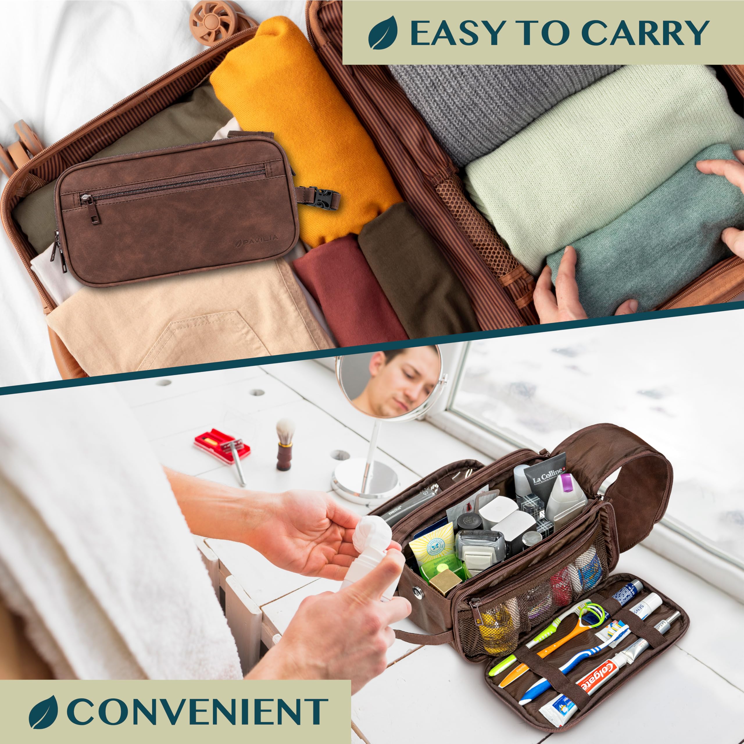 PAVILIA Dopp kit travel essentials for organization on trips