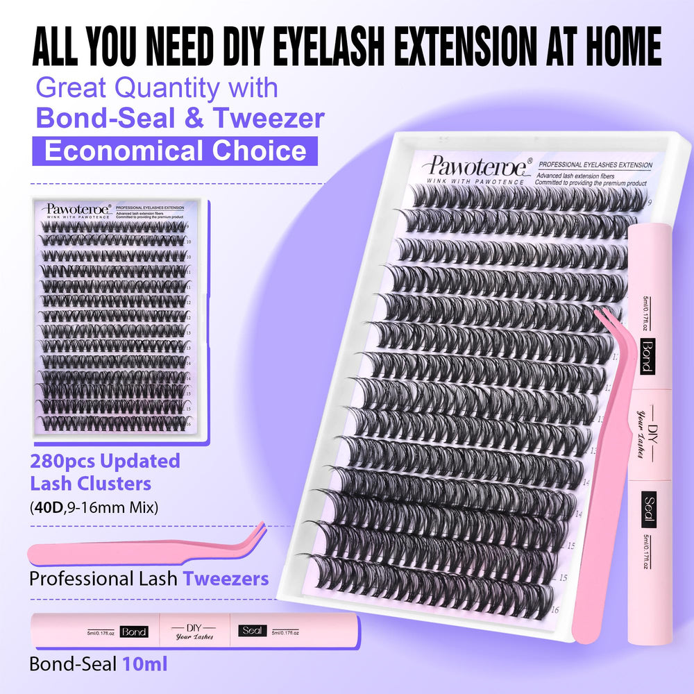 Pawotence 40D cluster lashes 9-16mm ready for natural-looking volume