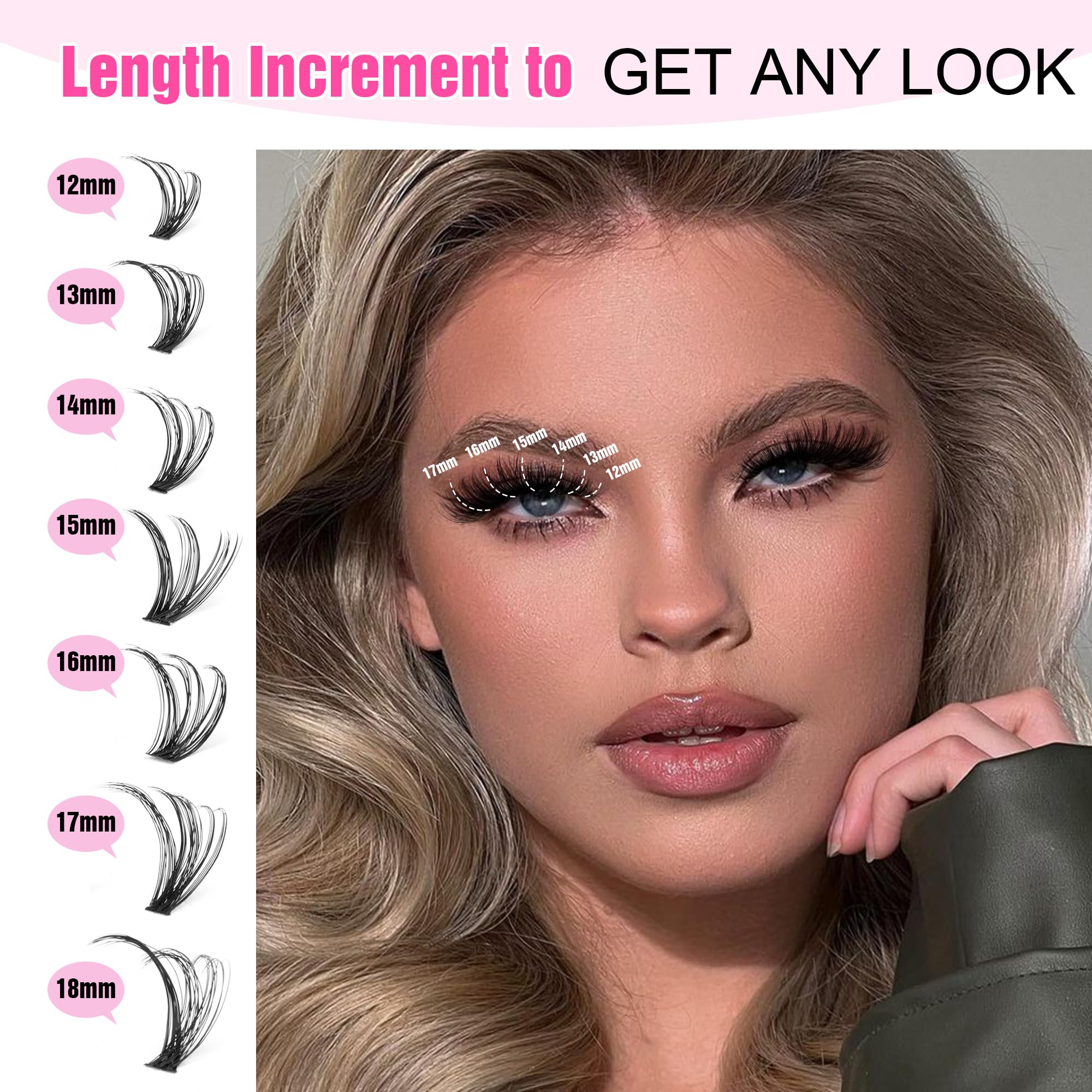 Pawotence cluster lashes 40D 12-18mm with natural look