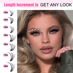 Pawotence cluster lashes 40D 12-18mm with natural look