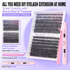 Pawotence cluster lashes 40D-50D closeup offering natural-looking volume.