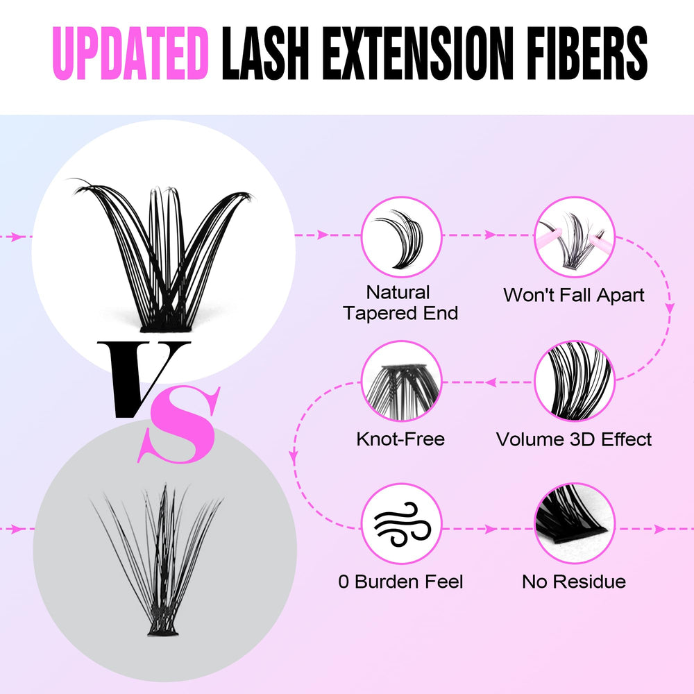 Pawotence 50D cluster lashes 9-16 mm length options displayed for versatile looks