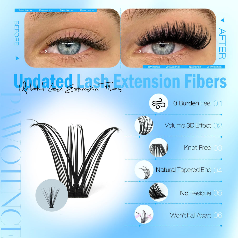 Pawotence cluster lashes with soft fibers for a natural look