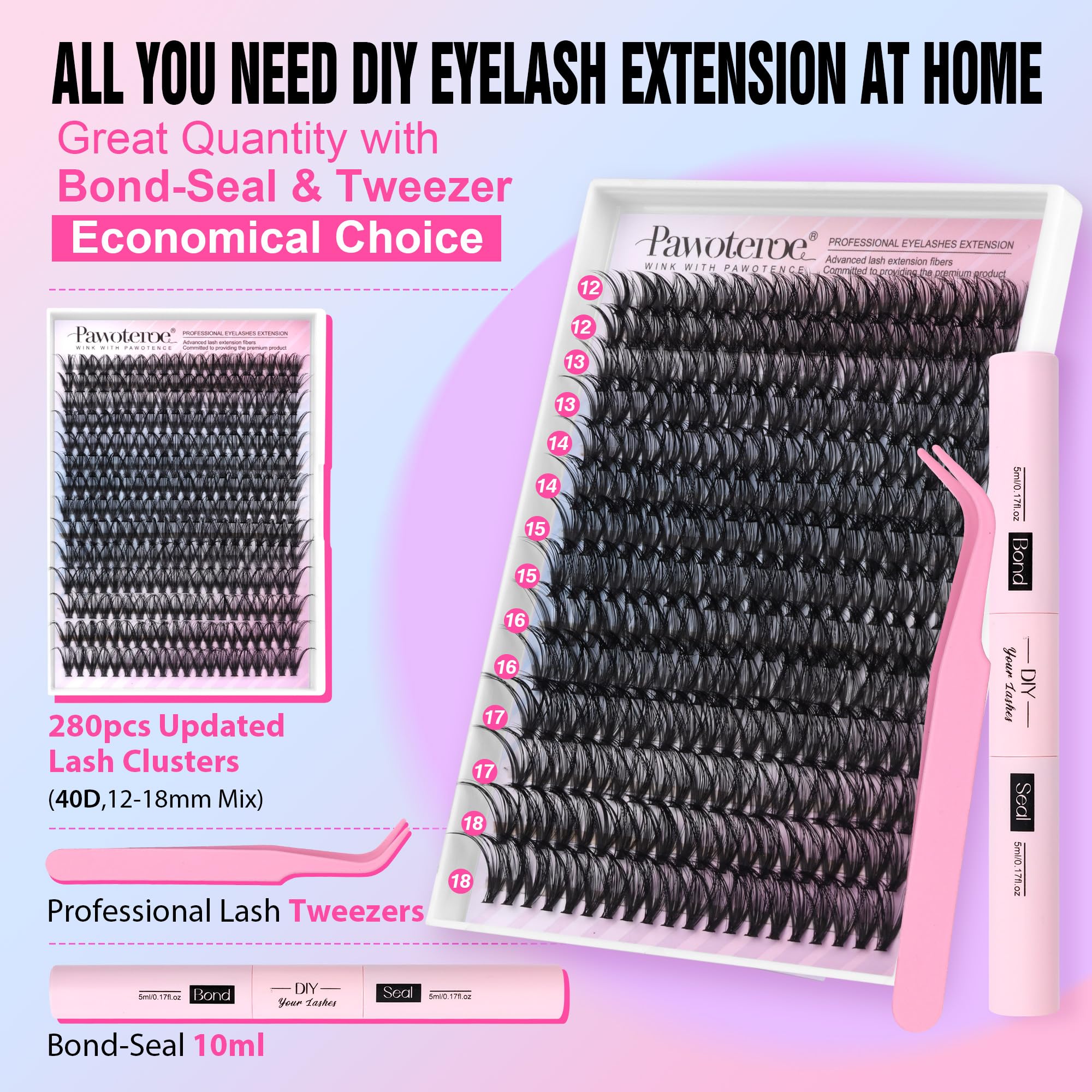 Pawotence lash bond and seal for secure, clean hold