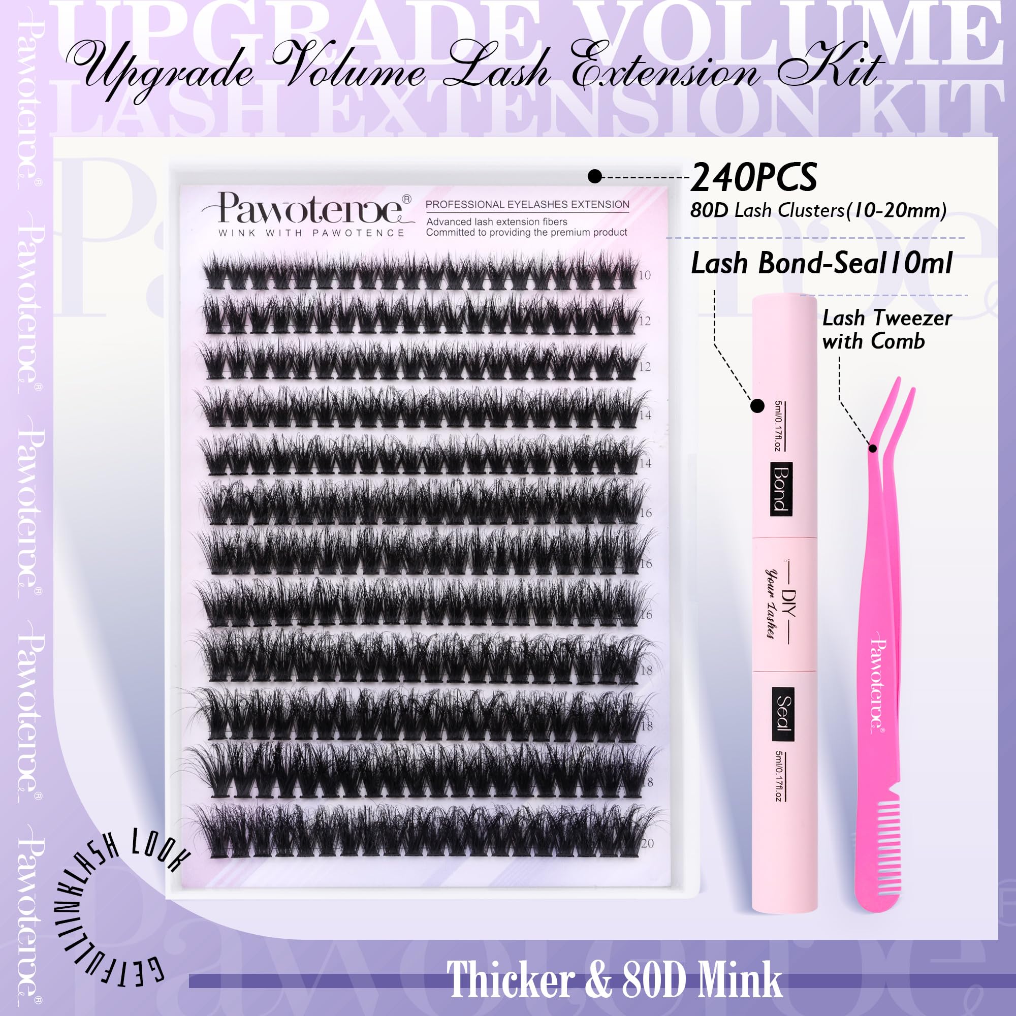 Pawotence lash clusters 10-20mm variation for customizable looks day to night.