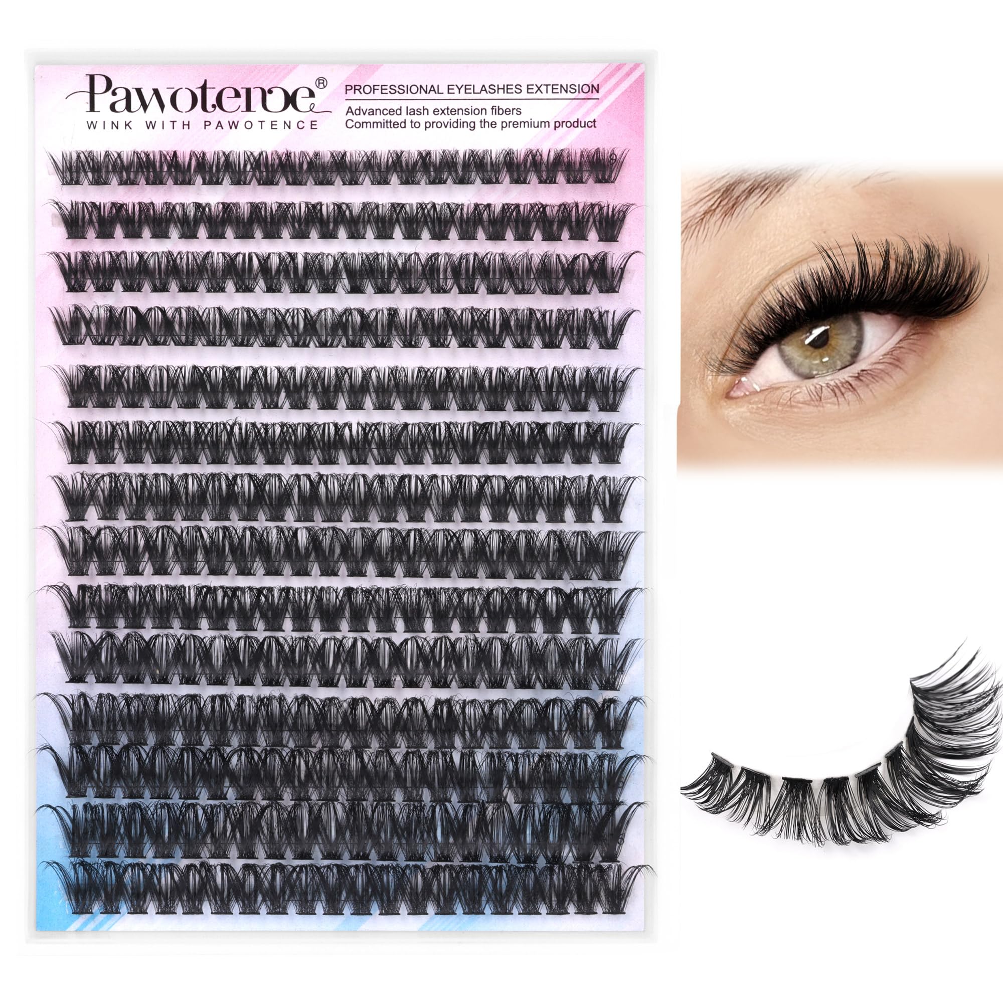 Pawotence Lash Clusters 280pcs pack offers a fuller natural look for at-home lash styling.