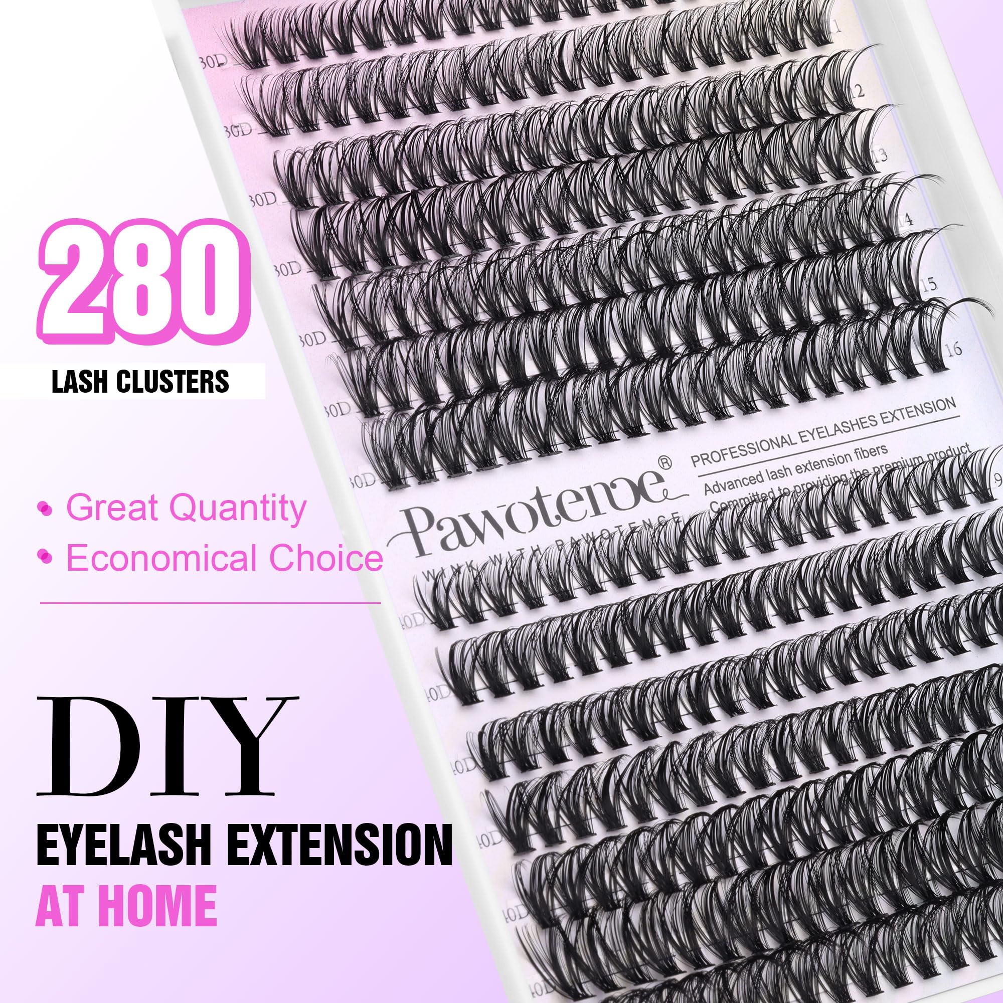 Pawotence Lash Clusters 30d-40d different lengths enable customizable volume