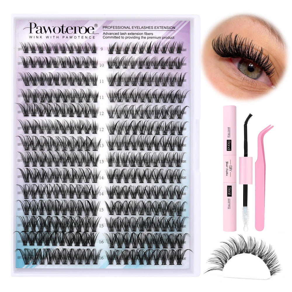 Pawotence Fox 40D cluster lashes pack for customizable at-home styles.