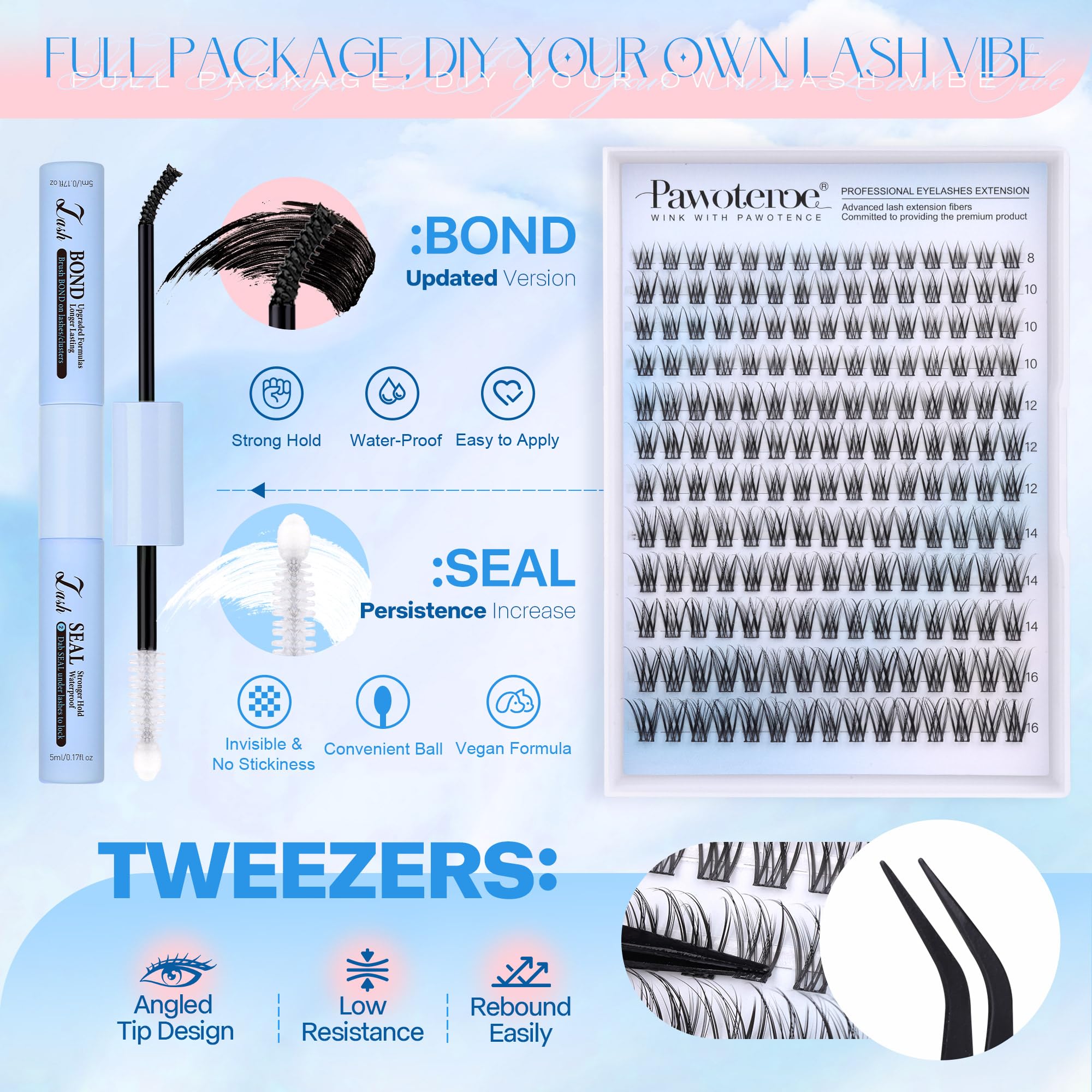 Pawotence Lash Clusters Kit in home use setup for everyday glam