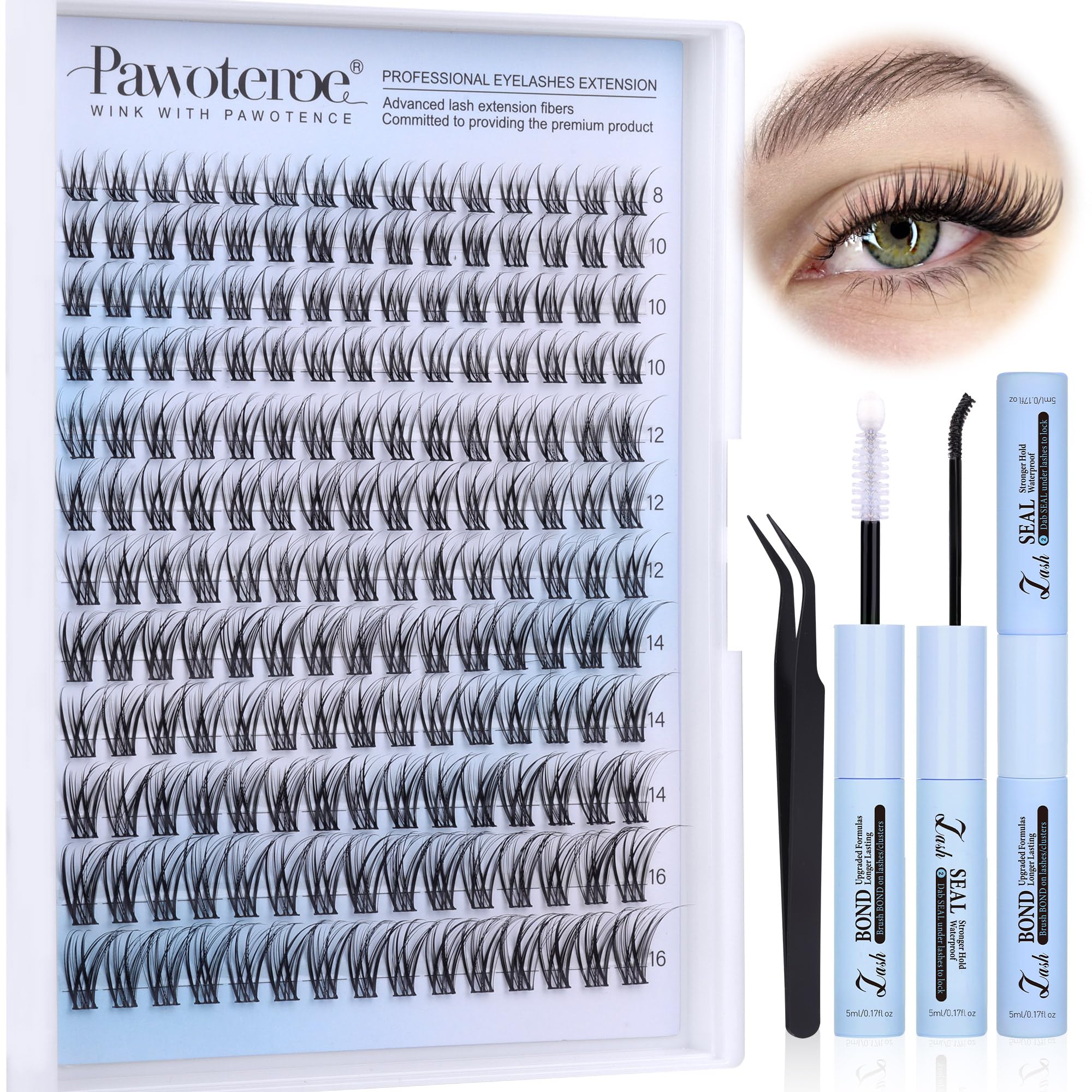 Pawotence Lash Clusters Kit box front for at-home lash solutions