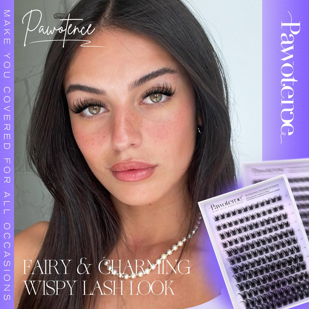Pawotence Lash Clusters Varied-Lengths displays 10-18mm options for day-to-night looks