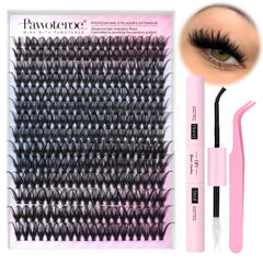 Pawotence lash extension kit 280pcs clusters for easy at-home fullness