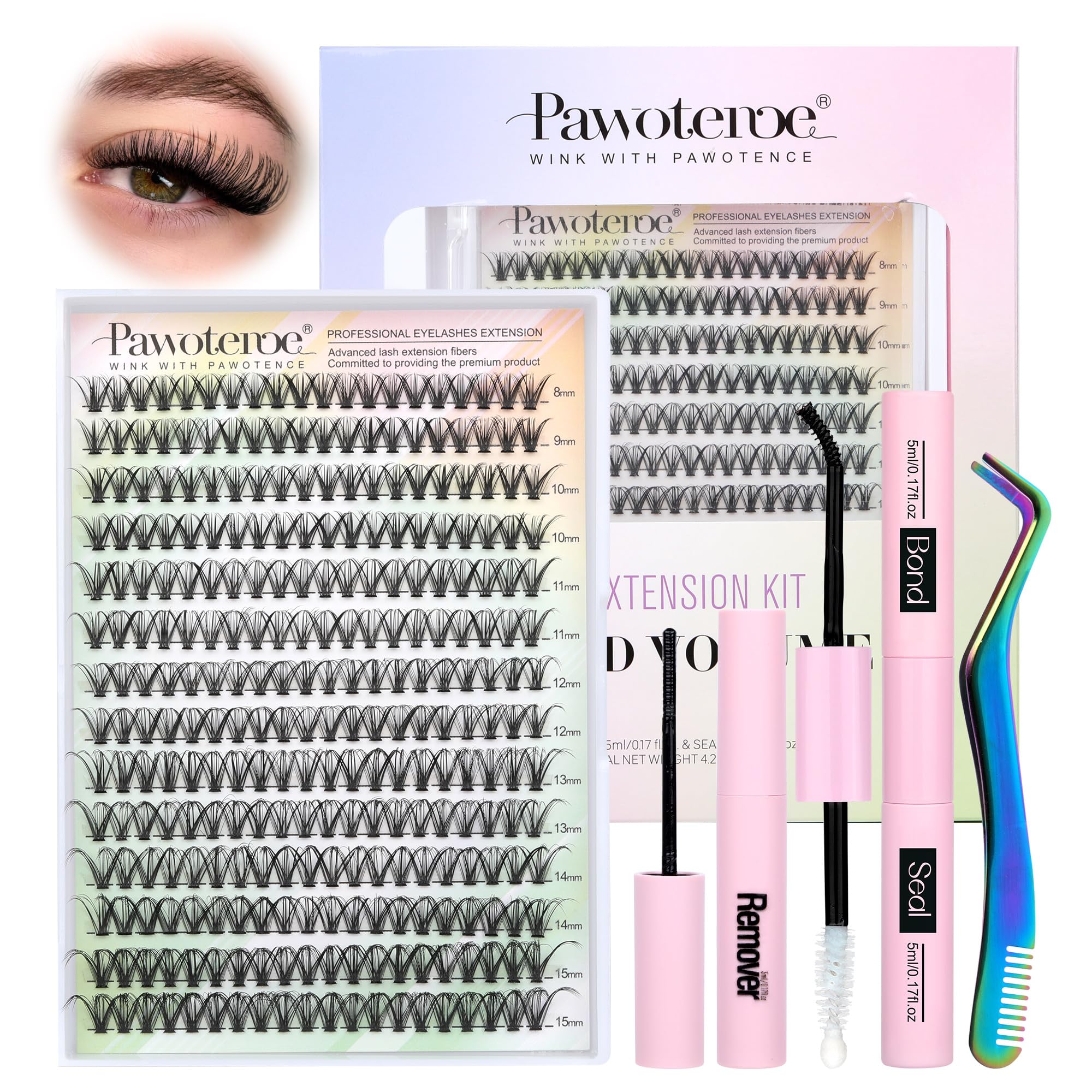 Pawotence lash-extension-kit-280pcs displayed for at-home lash upgrades