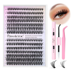 Pawotence lash extension kit 280pcs for at-home fuller lashes.