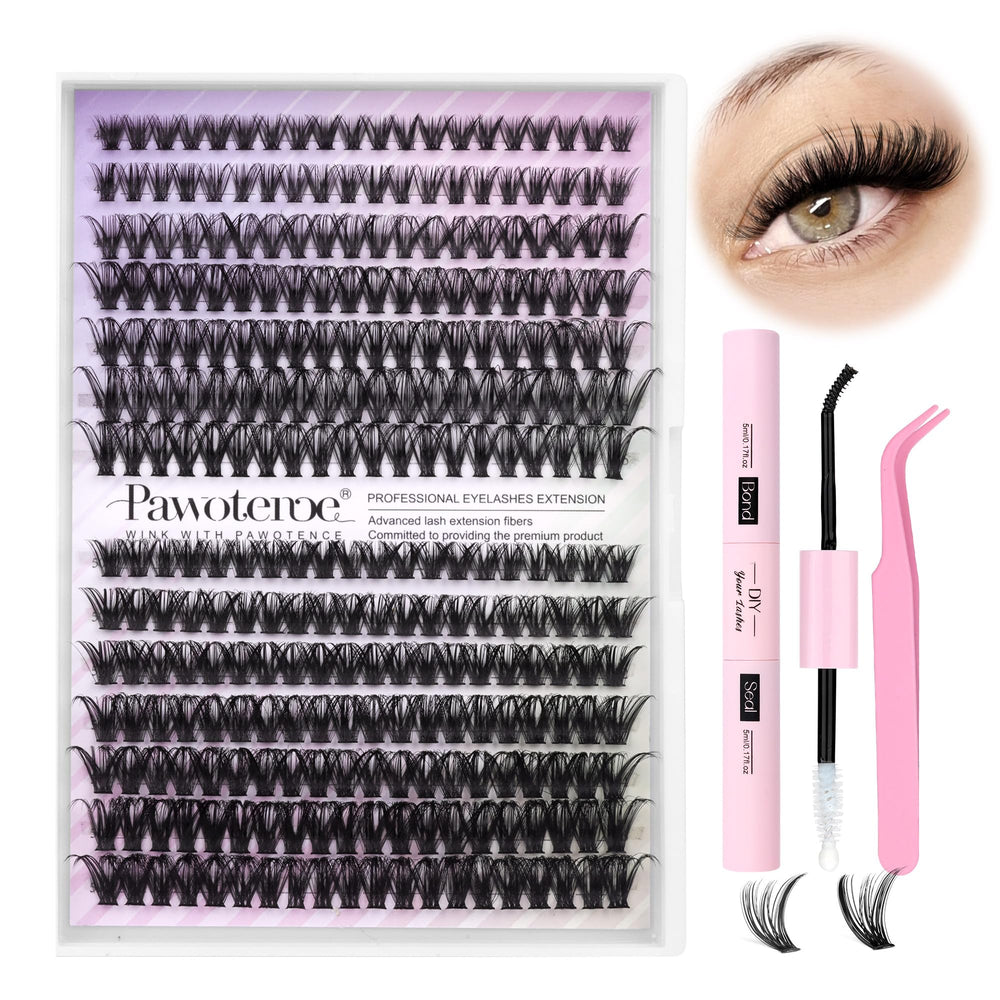 Pawotence lash extension kit box front shows complete at-home kit for easy DIY lashes.