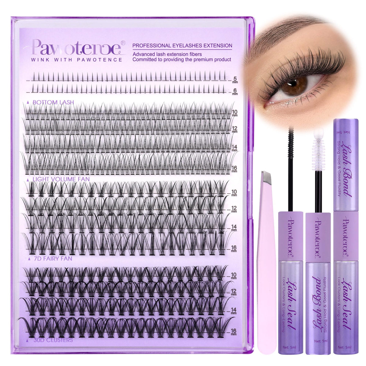 Pawotence lash extension kit box open for easy at-home lash upgrade
