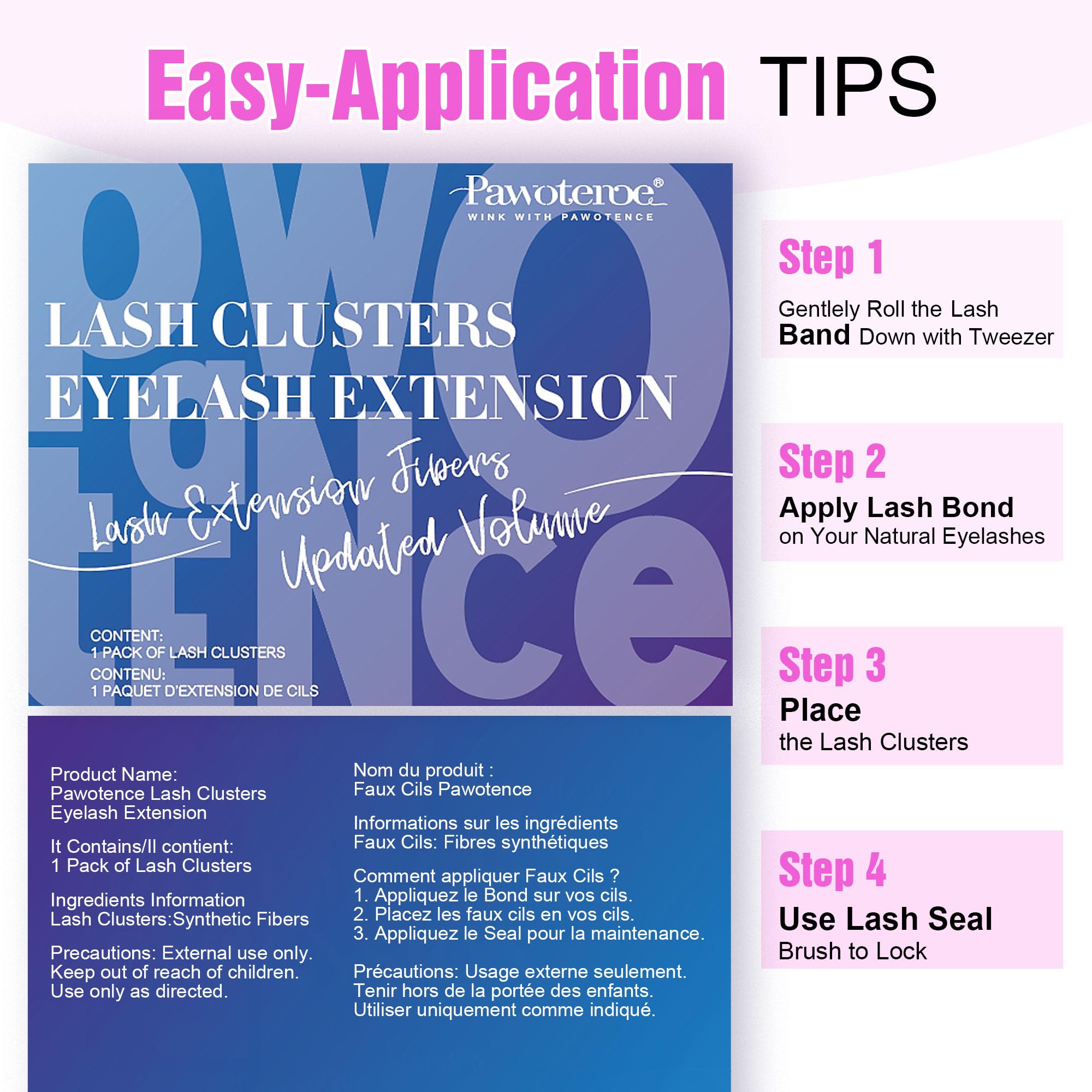 Pawotence lash seal brush locks clusters for long lasting hold