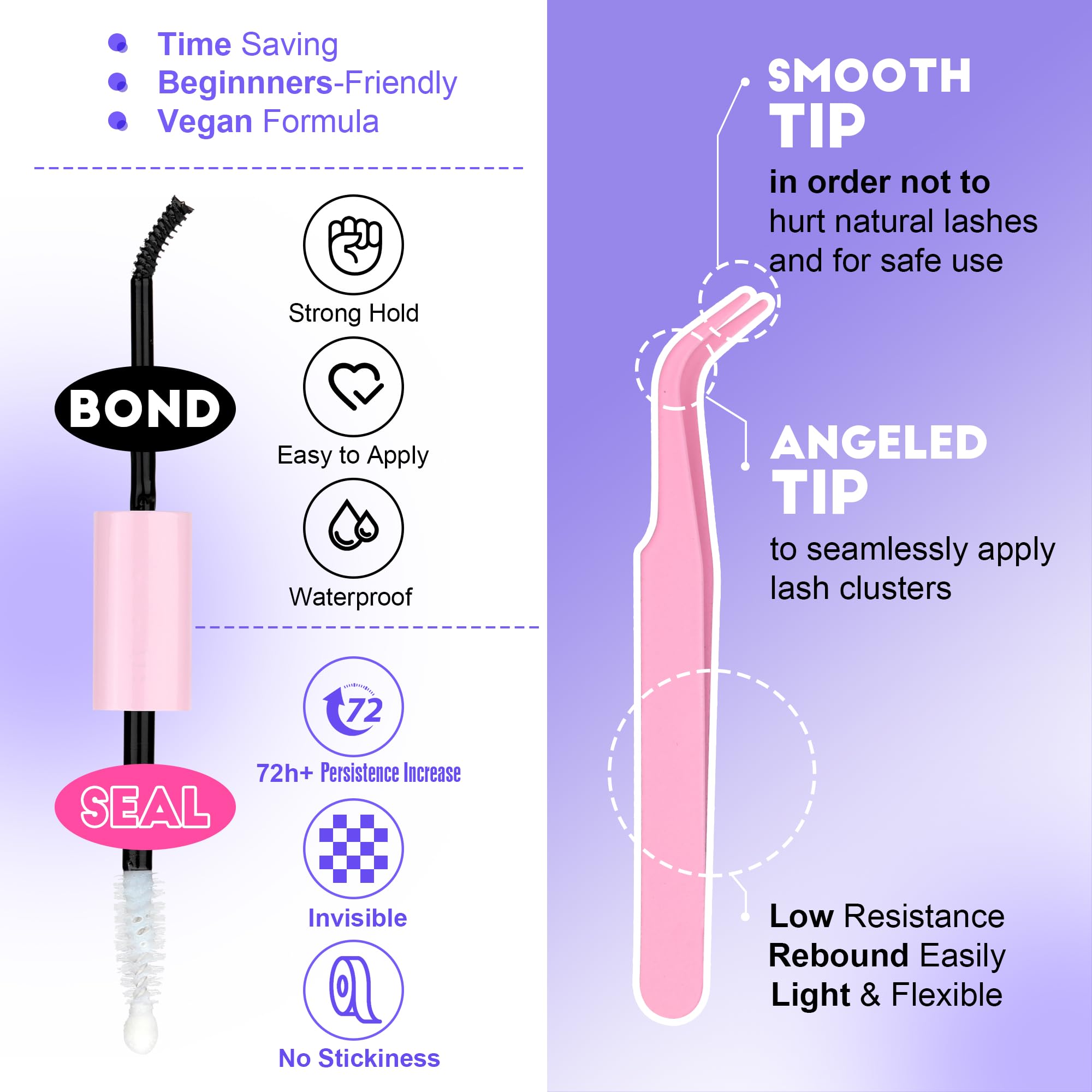 Pawotence soft-durable cluster fibers closeup for fuller lashes