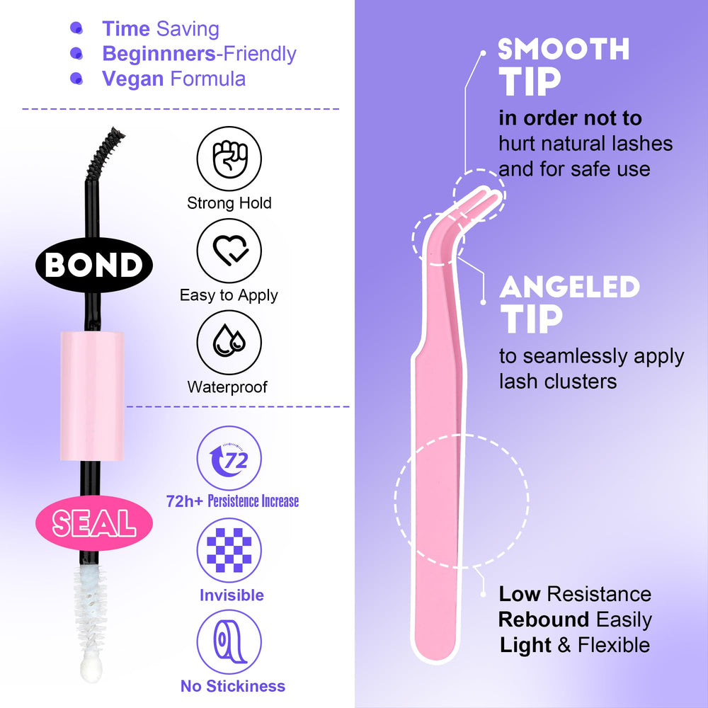 Pawotence soft-durable cluster fibers closeup for fuller lashes