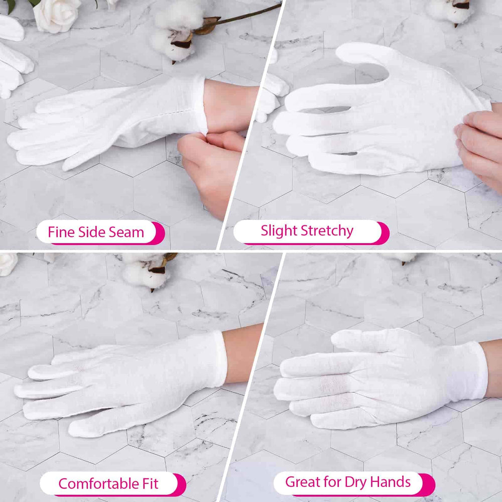 Paxcoo gloves worn for jewelry inspection to protect items