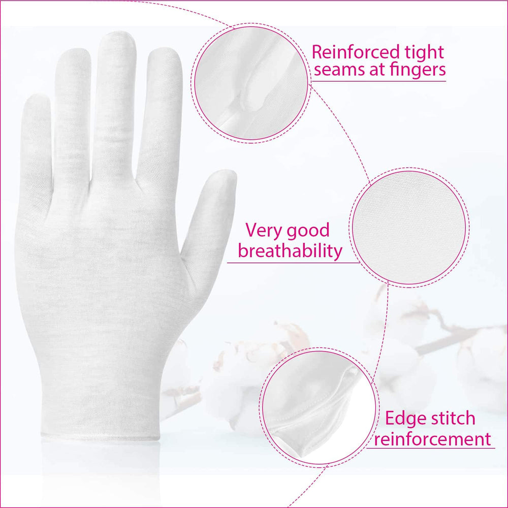 Paxcoo white cotton gloves packaging showing 20 pairs