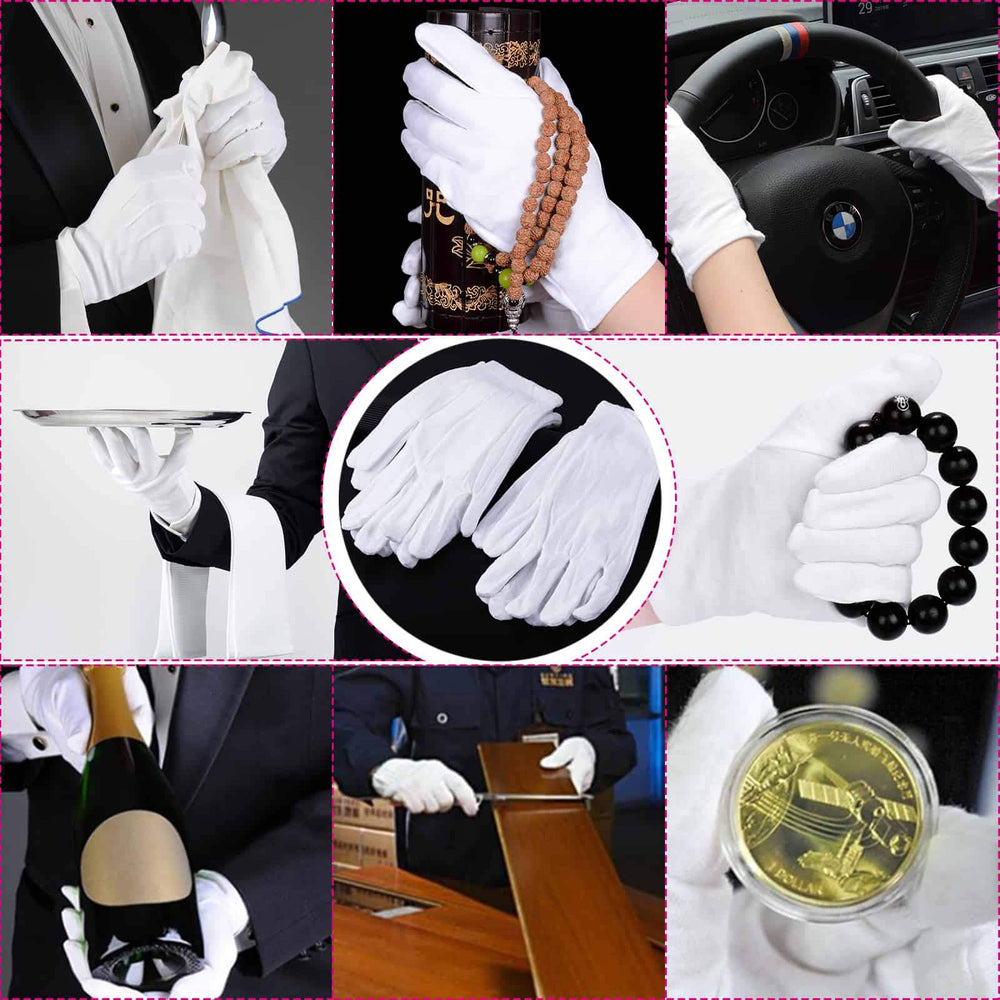 Paxcoo white cotton gloves washing and reusable for many tasks