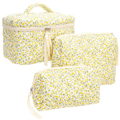 PAZIMIIK 3PCS makeup bag quilted exterior, luxury organization for cosmetics on the go.