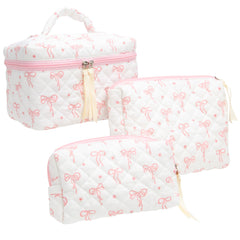 PAZIMIIK 3PCS makeup bag set big view highlights spacious main compartment for essentials.