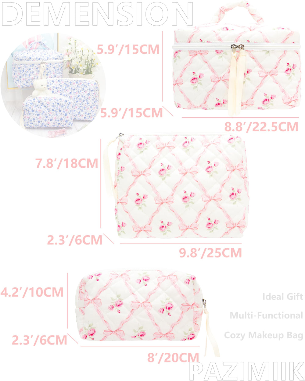 PAZIMIIK Bow Rose soft quilted texture adds luxury to daily routine