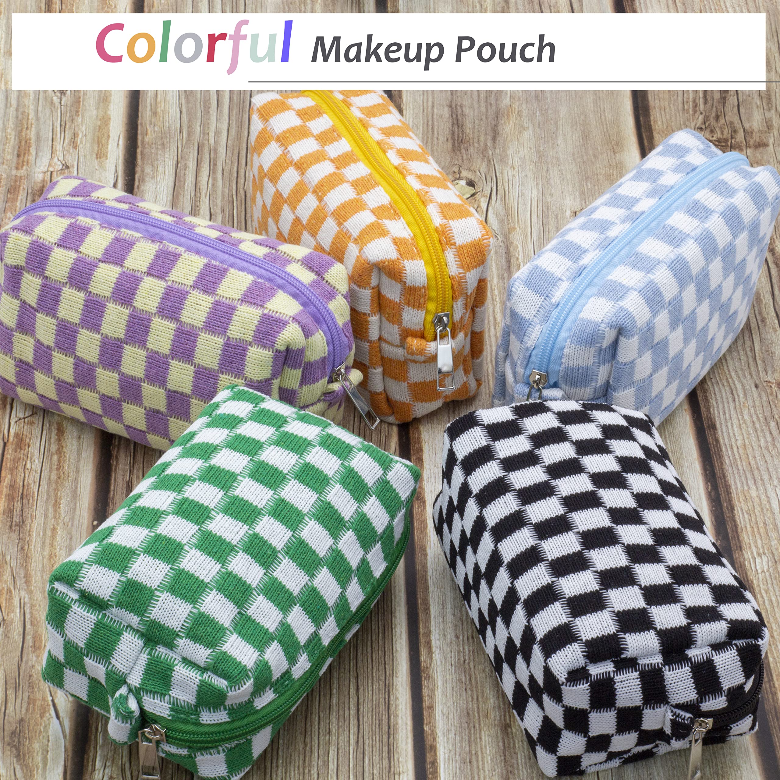 PAZIMIIK checkered makeup bag lightweight design for effortless portability.