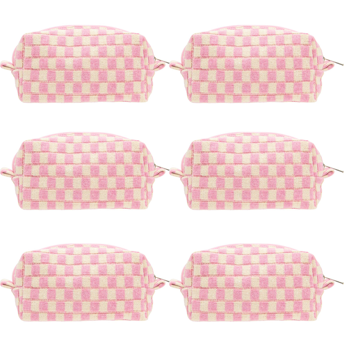 PAZIMIIK checkered makeup bag front view shows chic portable storage for cosmetics.